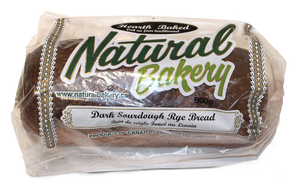Dark sour dough loaf sliced and bagged