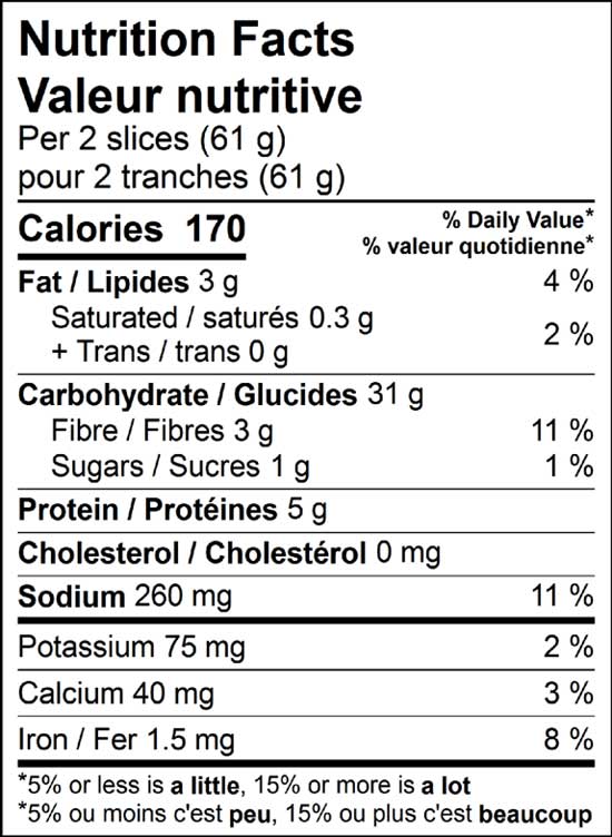 multigrain rye 900g nutrition slice