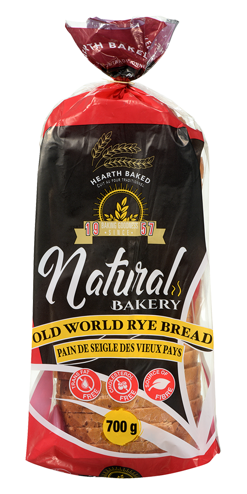 old world rye bread in labelled plastic bag